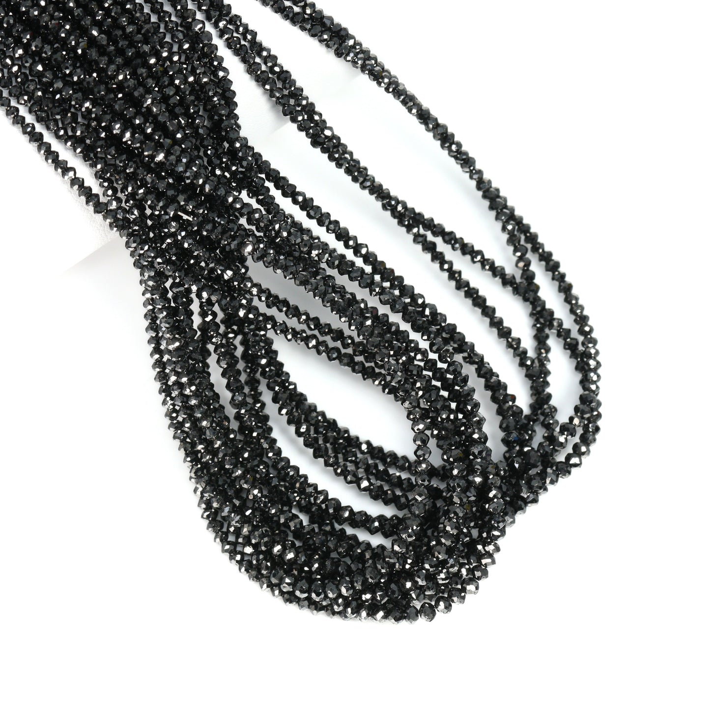 Black Diamond 2mm – 2.7mm Hand Faceted Rondelles Bead Strand