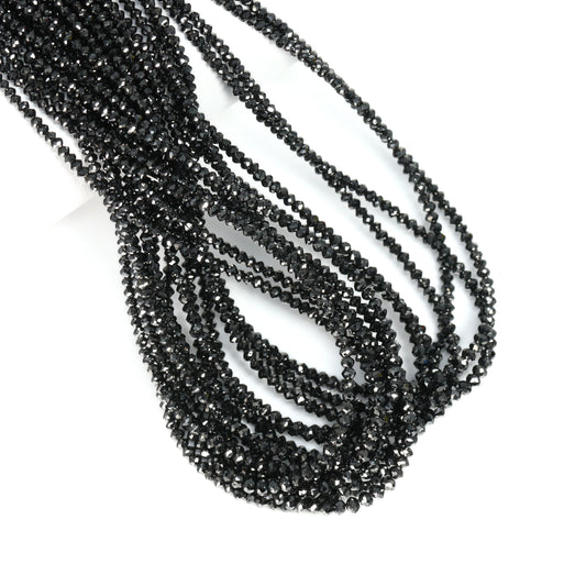 Black Diamond 2mm – 2.7mm Hand Faceted Rondelles Bead Strand
