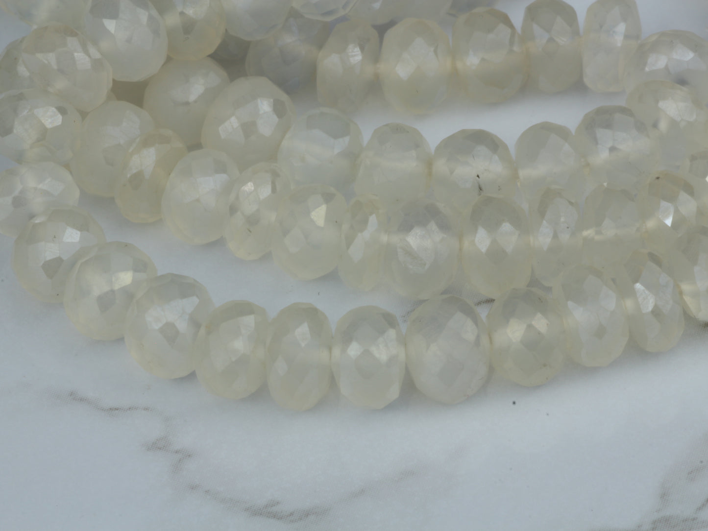 Coated White Chalcedony 7mm Faceted Rondelles