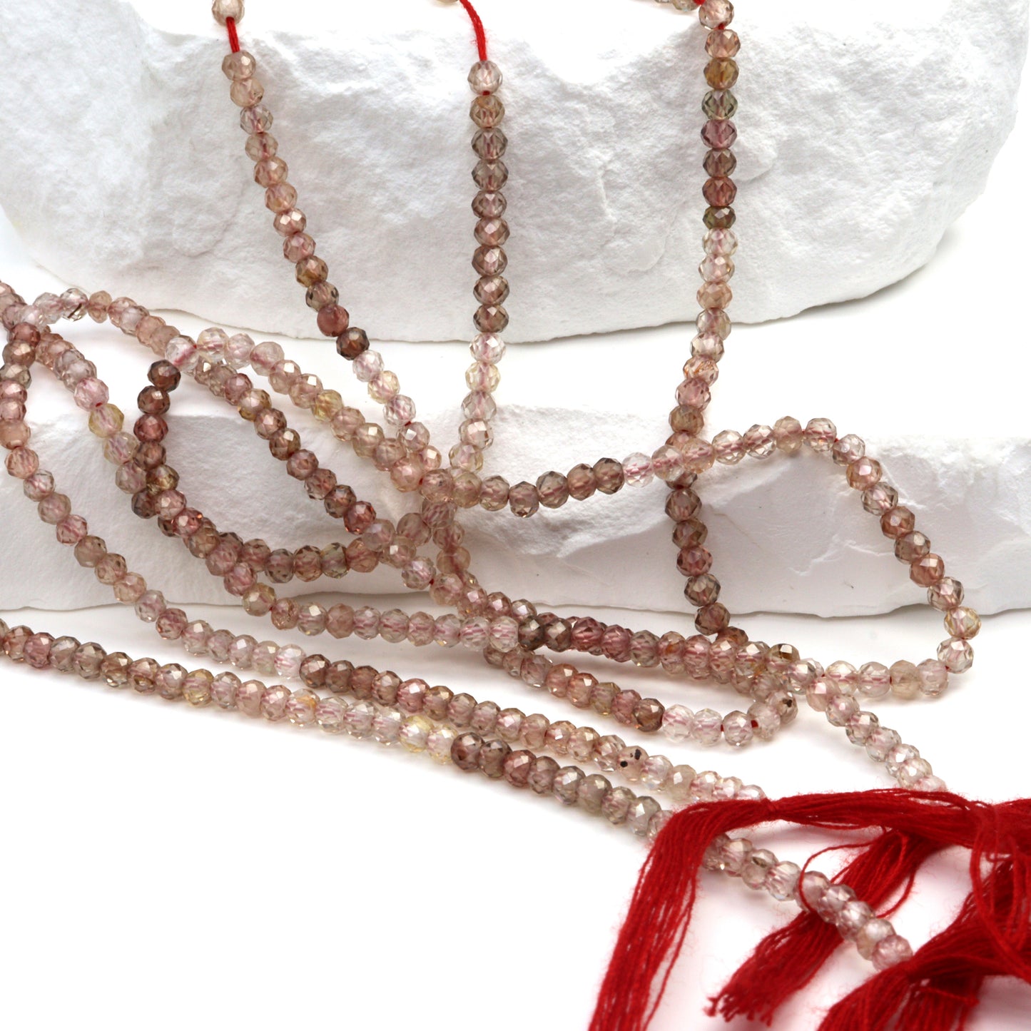Ombre Light Red Zircon 2.5mm Faceted Rondelles