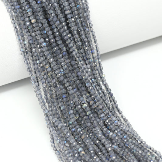 Blue Labradorite 2mm Faceted Rounds Bead Strand