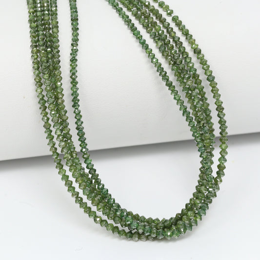 Green Diamond 1.5mm – 2.6mm Hand Faceted Rondelles Bead Strand