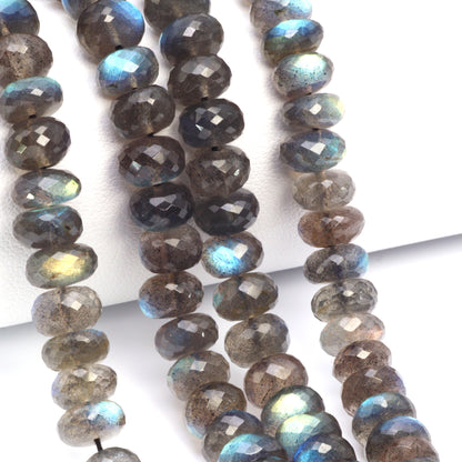 AAA Blue Labradorite 8mm Faceted Rondelles Bead Strand