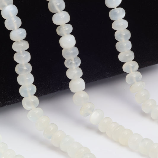 White Moonstone 7mm Smooth Rondelles Bead Strand