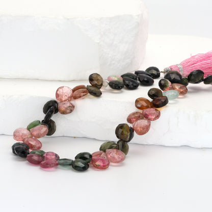 Watermelon Tourmaline 6.5mm Faceted Heart Shaped Briolettes