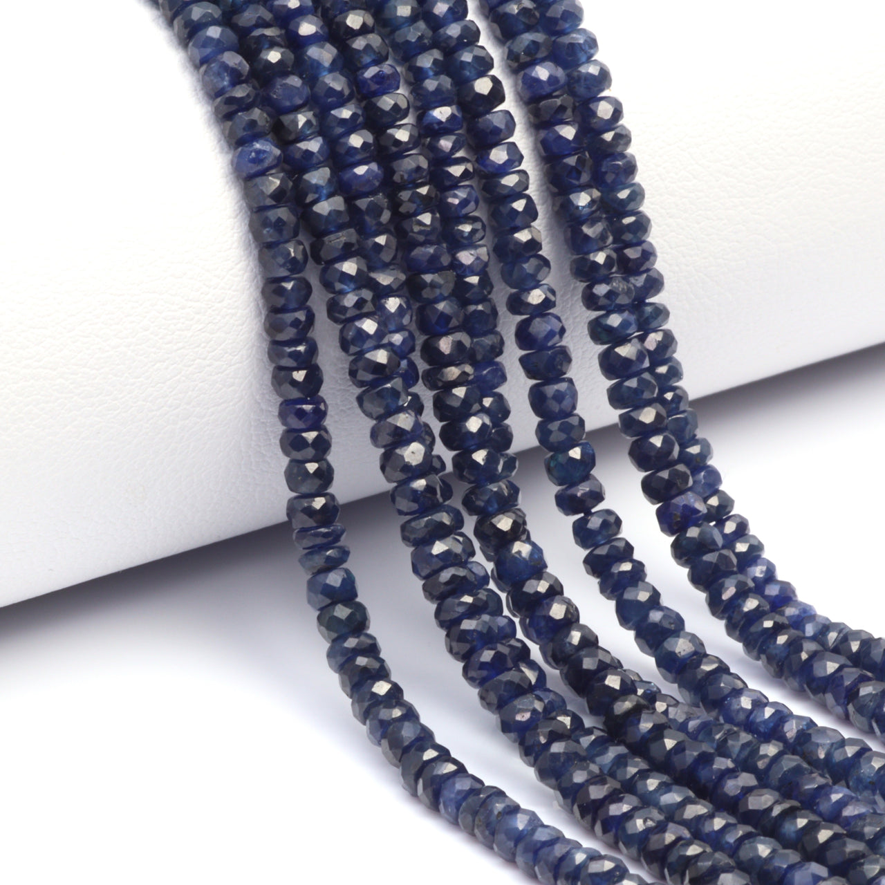 Navy Blue Sapphire 2.5mm - 3.6mm Hand Faceted Rondelles Bead Strand