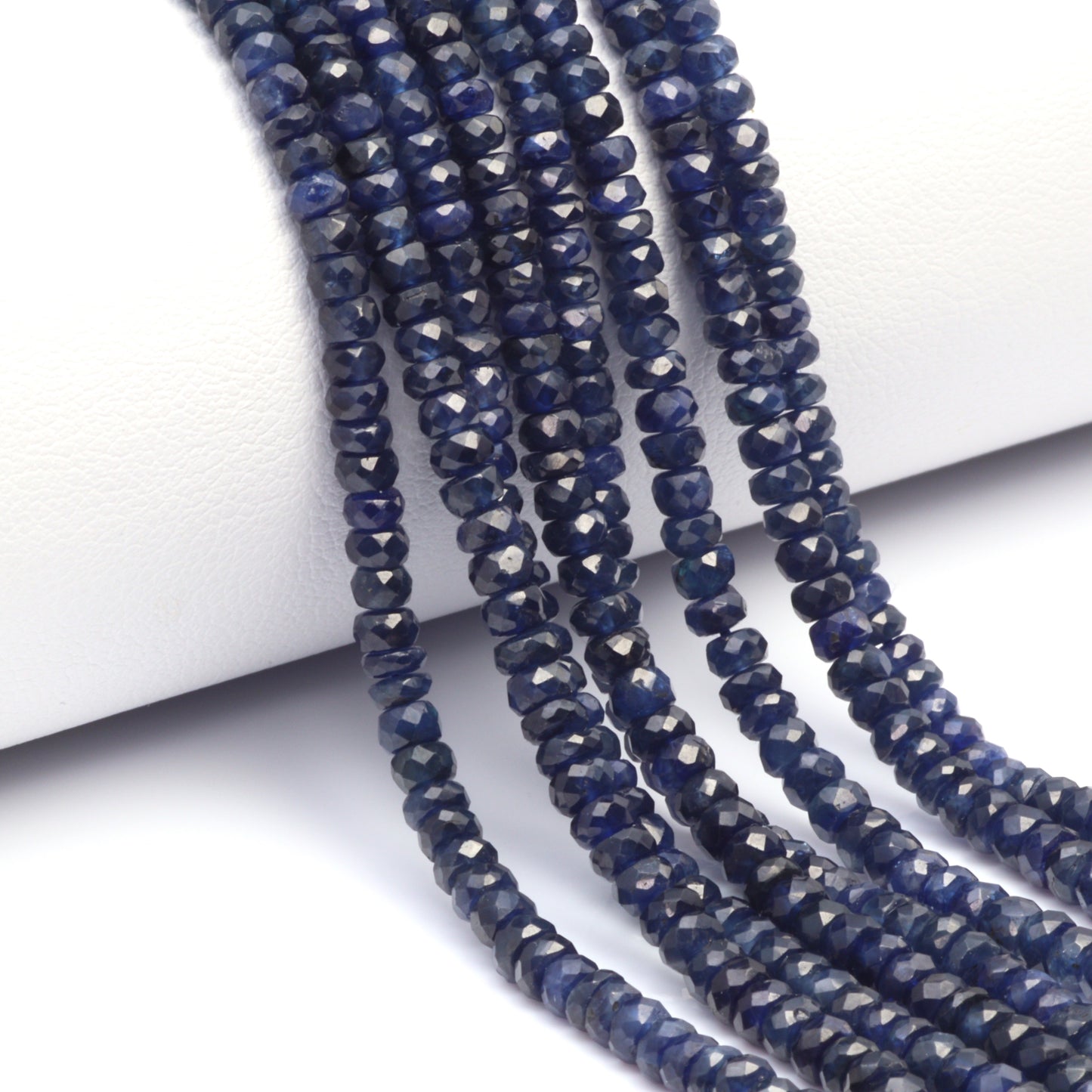 Navy Blue Sapphire 2.5mm - 3.6mm Hand Faceted Rondelles Bead Strand