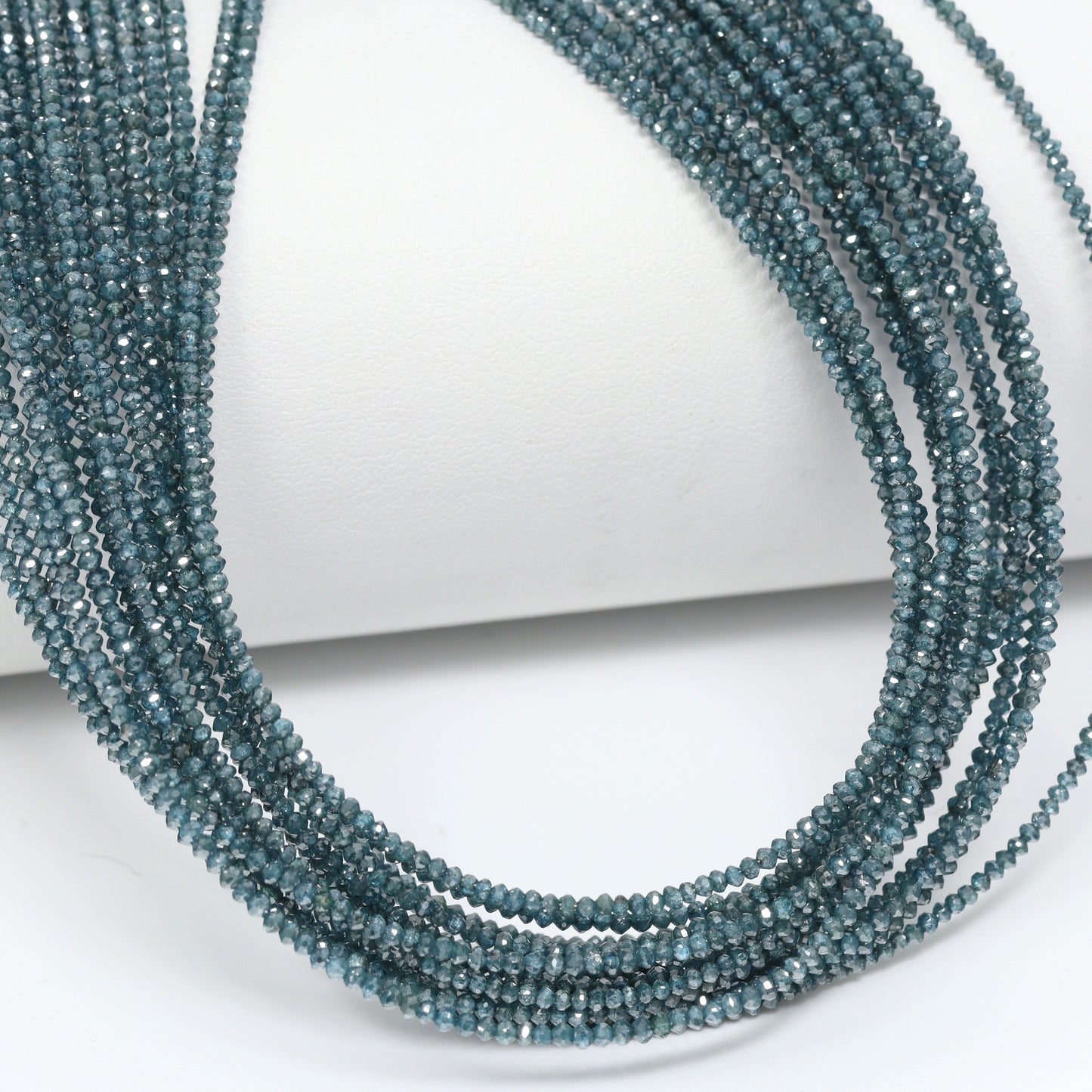 Blue Diamond 1.6mm Hand Faceted Rondelles Bead Strand