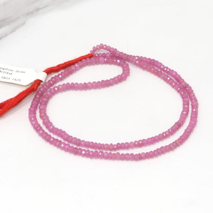 Pink Sapphire 3mm Faceted Rondelles