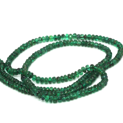 Green Emerald 2mm - 3mm Smooth Rondelles Bead Strand
