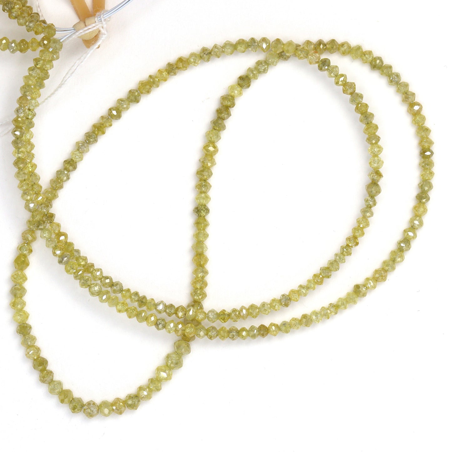Yellow Diamond 2.4mm - 2.7mm Hand Faceted Rondelles Bead Strand