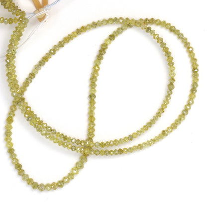 Yellow Diamond 2.4mm - 2.7mm Hand Faceted Rondelles Bead Strand
