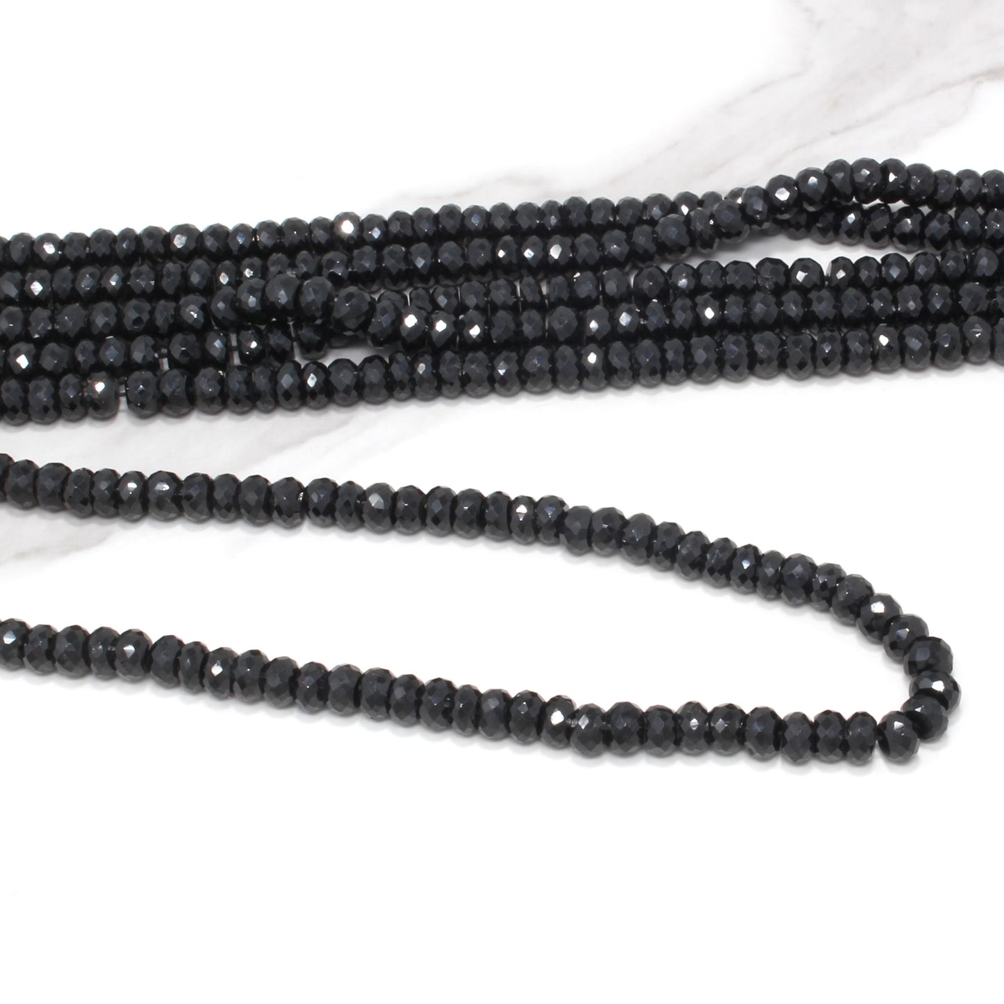 Black Spinel 6mm Faceted Rondelles