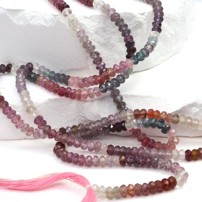 Multi Spinel 4mm Faceted Rondelles Bead Strand
