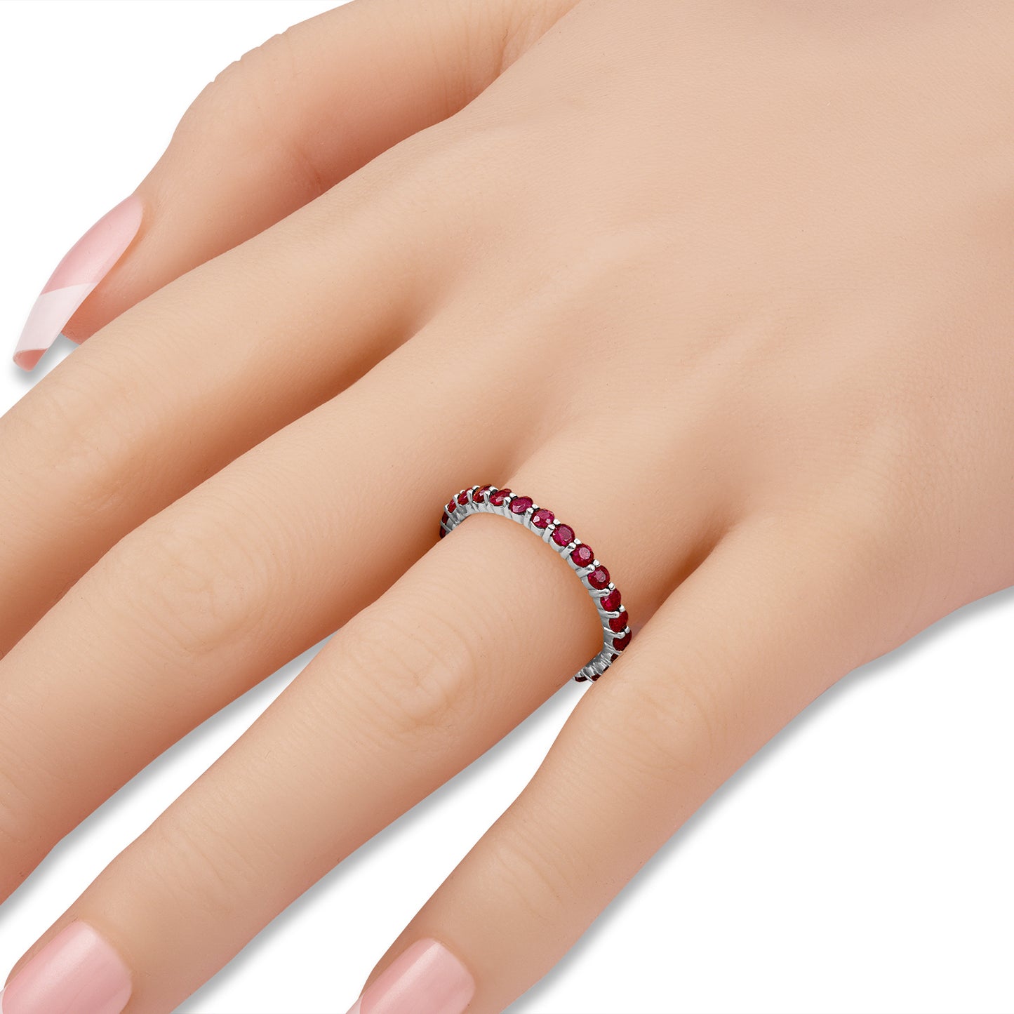 Shared Prong Ruby Eternity Band