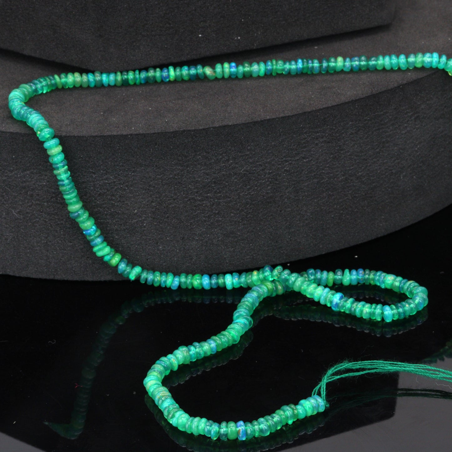 Green Ethiopian Opal 3mm Smooth Rondelles