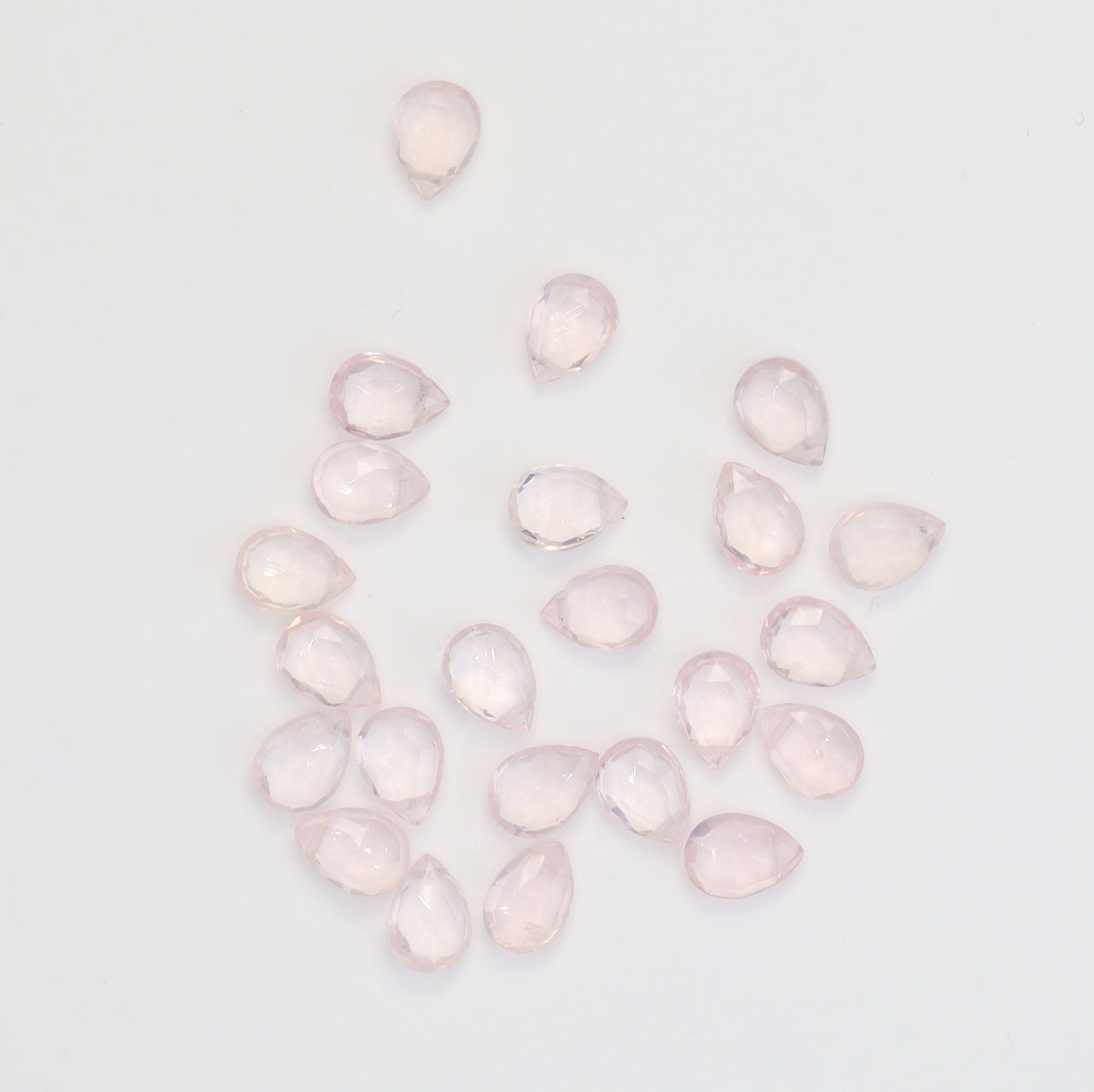 Pink Rose Quartz 7x5mm Faceted Pear Shaped Briolettes