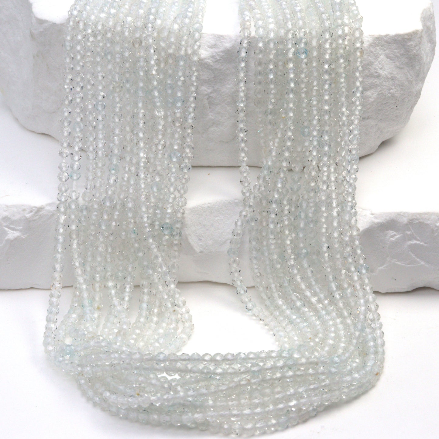 White Topaz 2mm Faceted Rounds Bead Strand