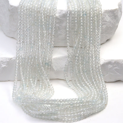 White Topaz 2mm Faceted Rounds Bead Strand