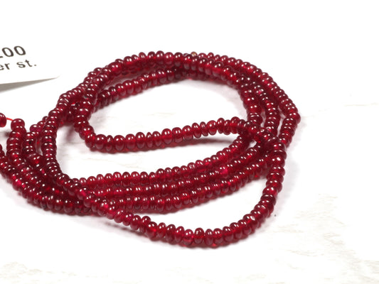 Ruby 2mm Smooth Rondelles Bead Strand