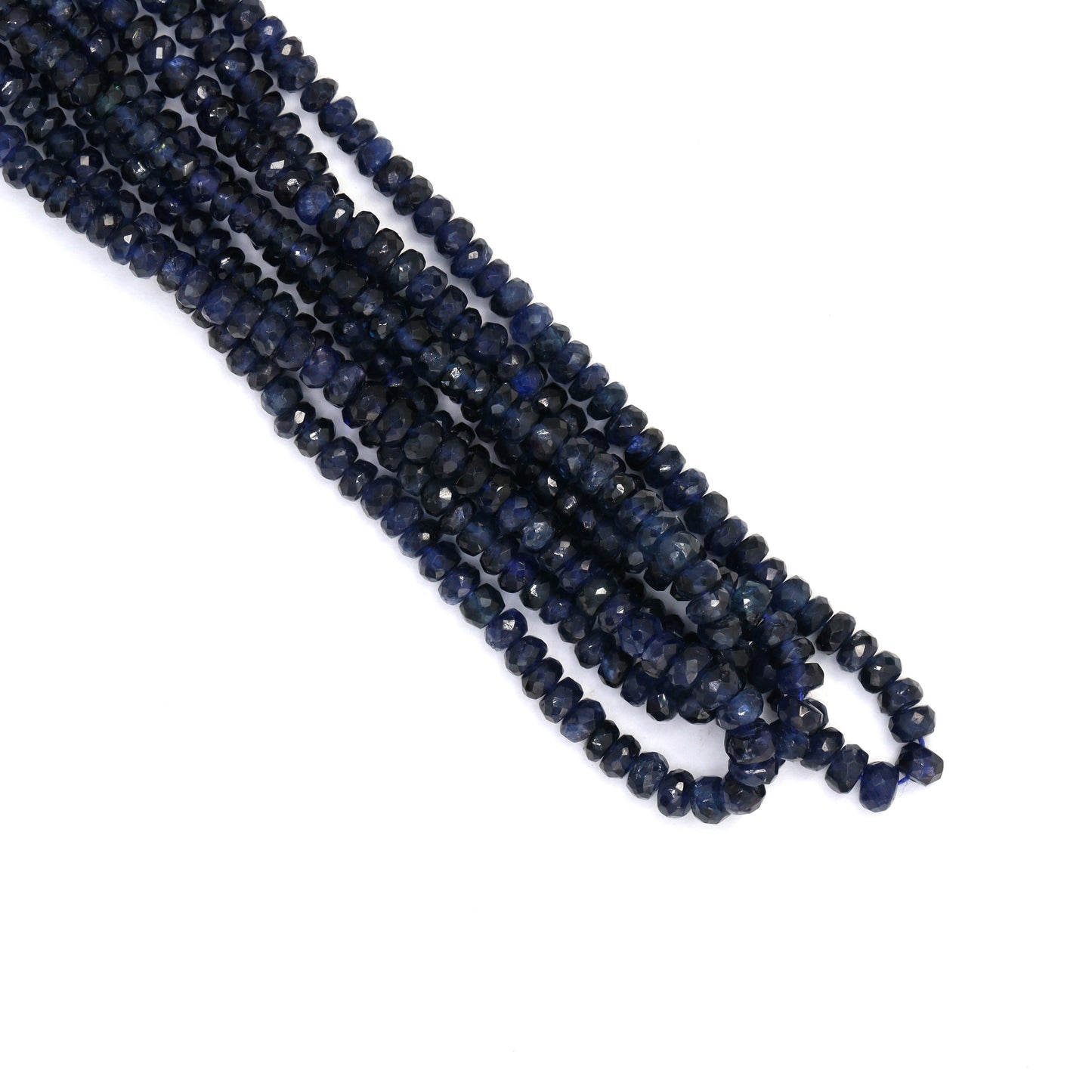 Navy Blue Sapphire 3mm - 3.5mm Hand Faceted Rondelles Bead Strand