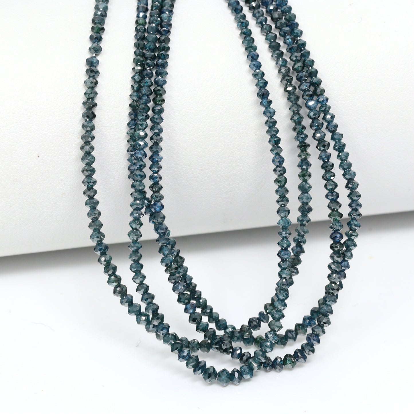 Blue Diamond 1.7mm – 3mm Hand Faceted Rondelles Bead Strand