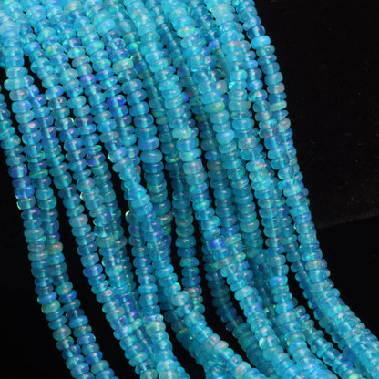Teal Ethiopian Opal 3mm Smooth Rondelles Bead Strand