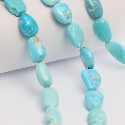 Ombre Natural Blue Turquoise 14x10mm Smooth Nuggets