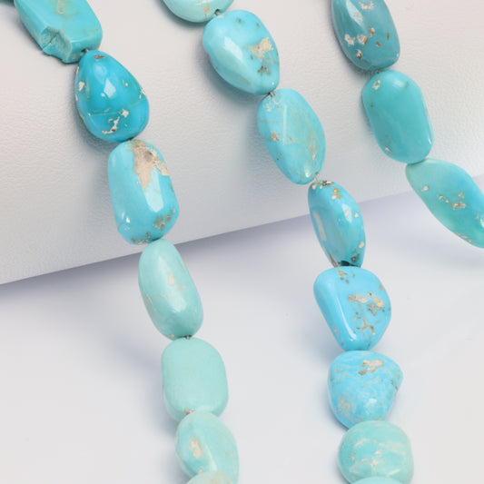 Ombre Natural Blue Turquoise 14x10mm Smooth Nuggets