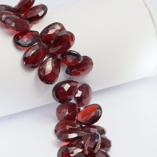 Red Garnet 12x9mm Faceted Pear Shaped Briolettes Bead Strand