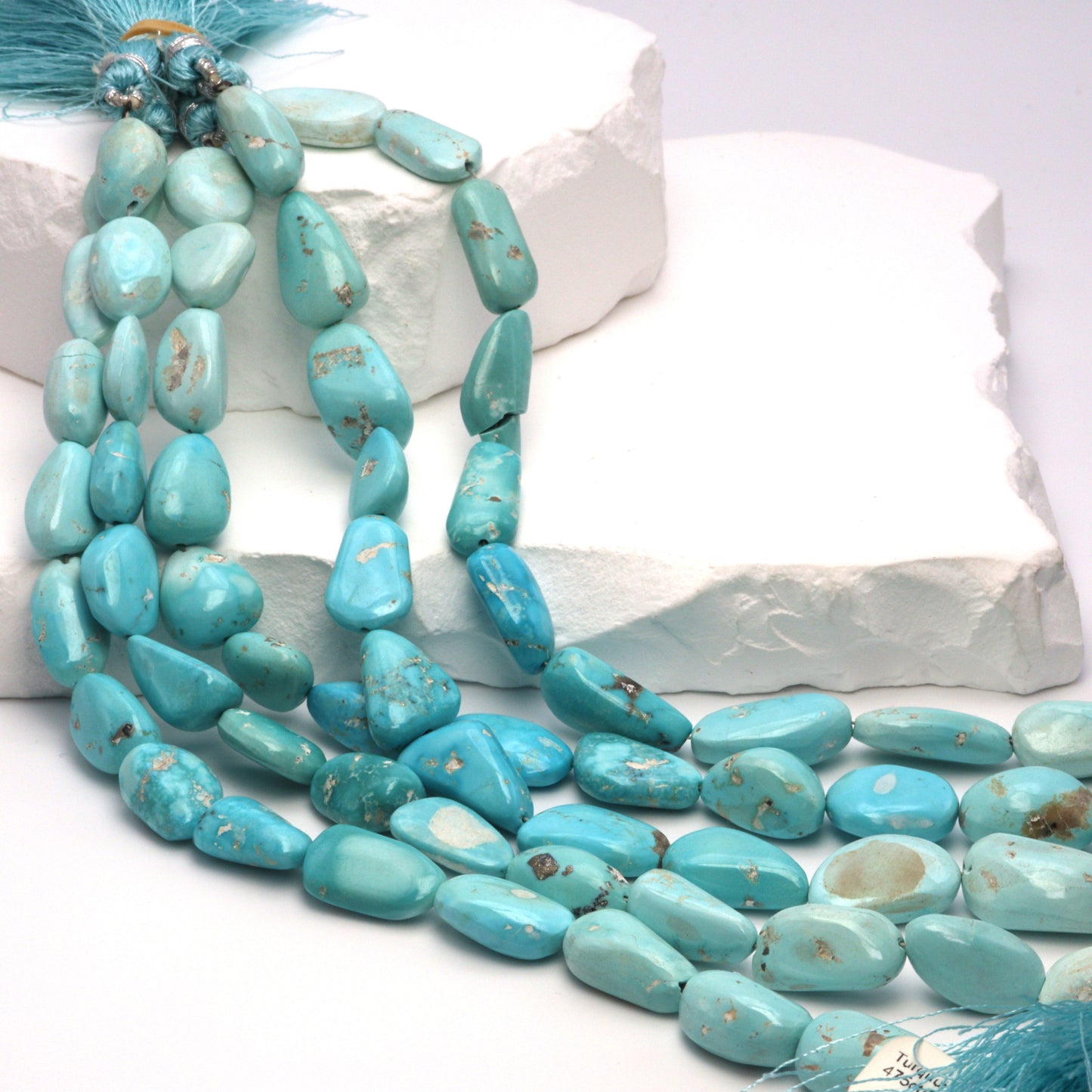 Ombre Natural Blue Turquoise 14x10mm Smooth Nuggets