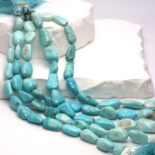 Ombre Natural Blue Turquoise 14x10mm Smooth Nuggets