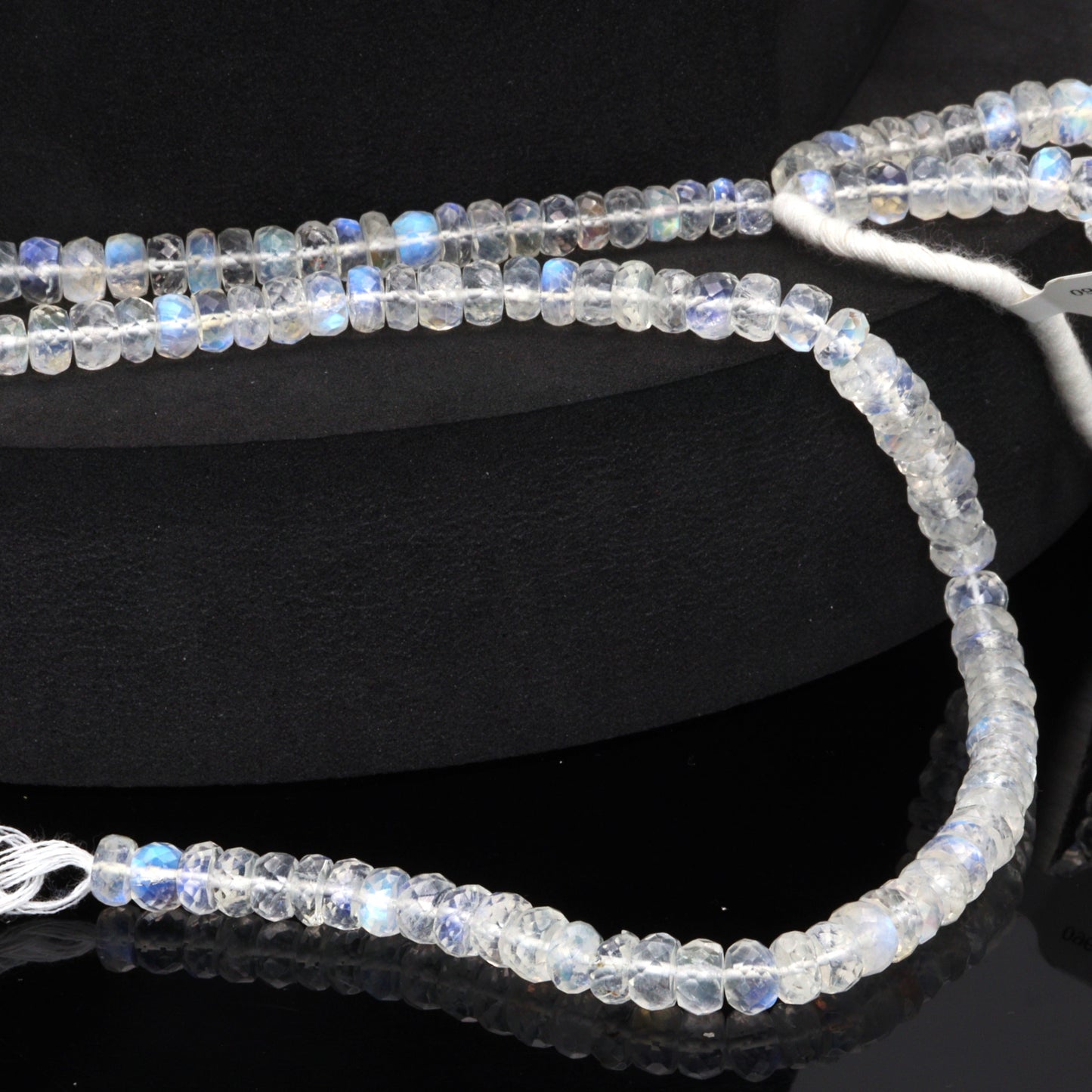 AA Blue Rainbow Moonstone 6mm Faceted Rondelles Bead Strand