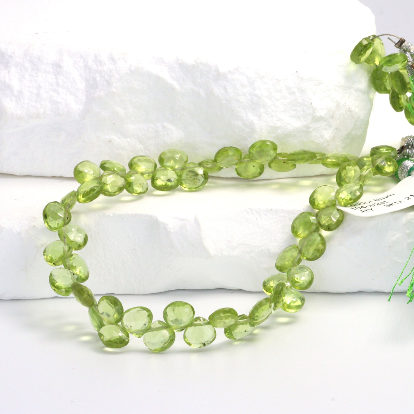 Green Peridot 6mm Faceted Heart Shaped Briolettes
