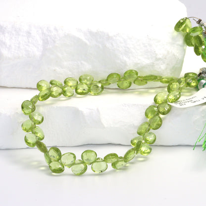 Green Peridot 6mm Faceted Heart Shaped Briolettes