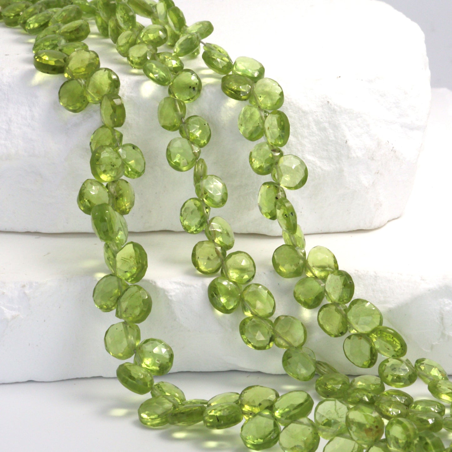Green Peridot 6mm Faceted Heart Shaped Briolettes