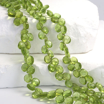 Green Peridot 6mm Faceted Heart Shaped Briolettes