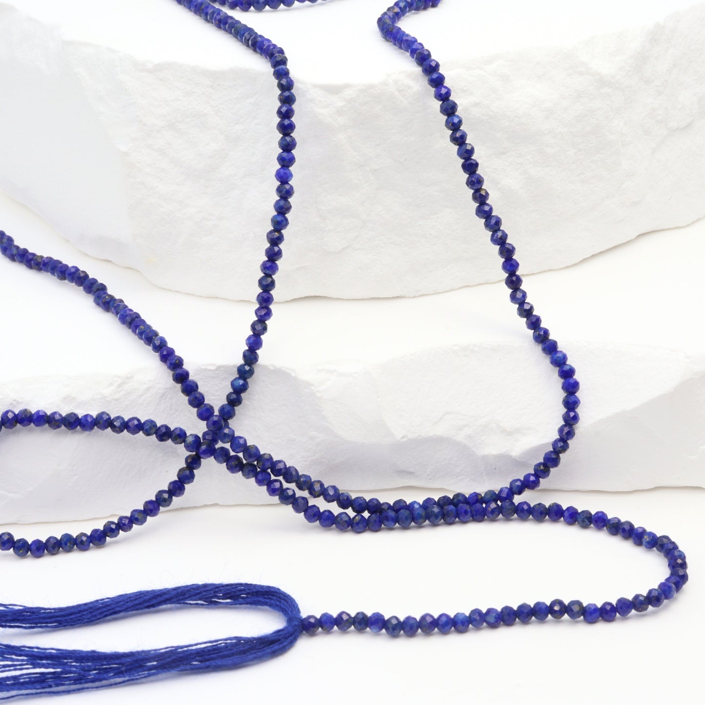 Royal Blue Lapis Lazuli 2mm Faceted Rounds Bead Strand