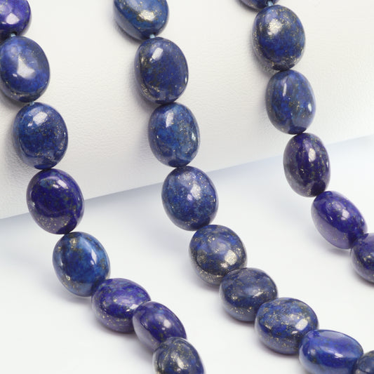 Royal Blue Lapis Lazuli 12x10mm Smooth Ovals Bead Strand