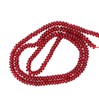 AAA Red Ruby 3.5mm Smooth Rondelles Bead Strand