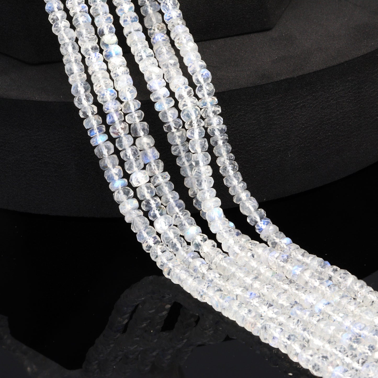 AA Rainbow Moonstone 4.5mm Faceted Rondelles Bead Strand