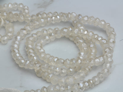 Coated White Moonstone 3mm Faceted Rondelles