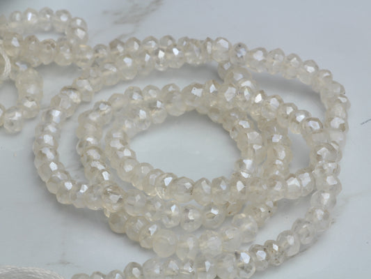Coated White Moonstone 3mm Faceted Rondelles