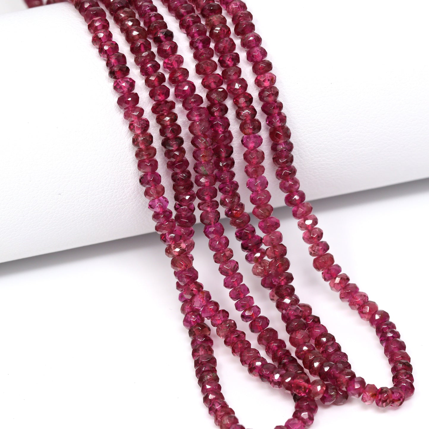 Pink Tourmaline 2.5mm – 3.5mm Hand Faceted Rondelles Bead Strand