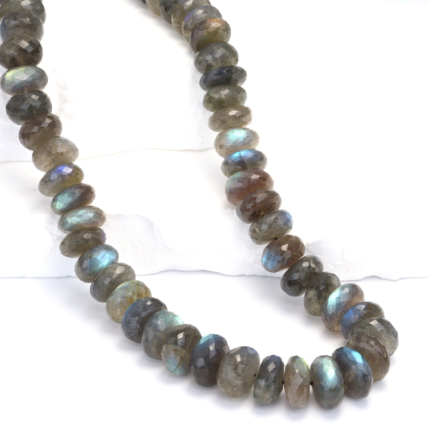 Blue Labradorite 12mm Faceted Rondelles Bead Strand