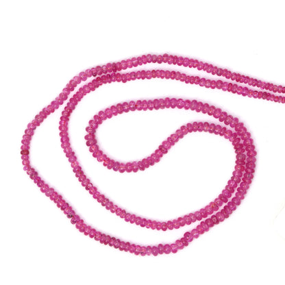 Pink Sapphire 2mm - 3mm Smooth Rondelles Bead Strand