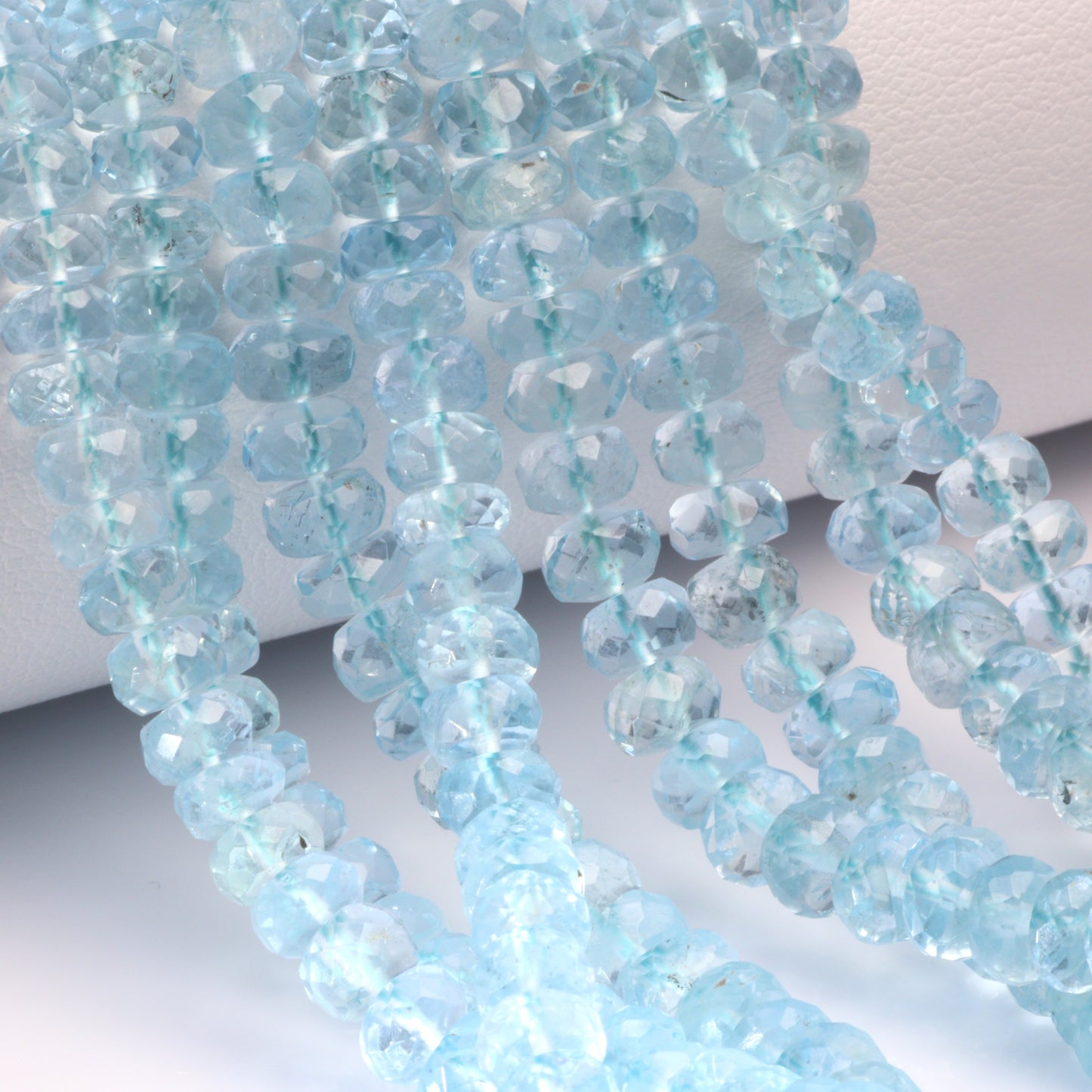 Blue Aquamarine 4.5mm – 5.5mm Faceted Rondelles Bead Strand