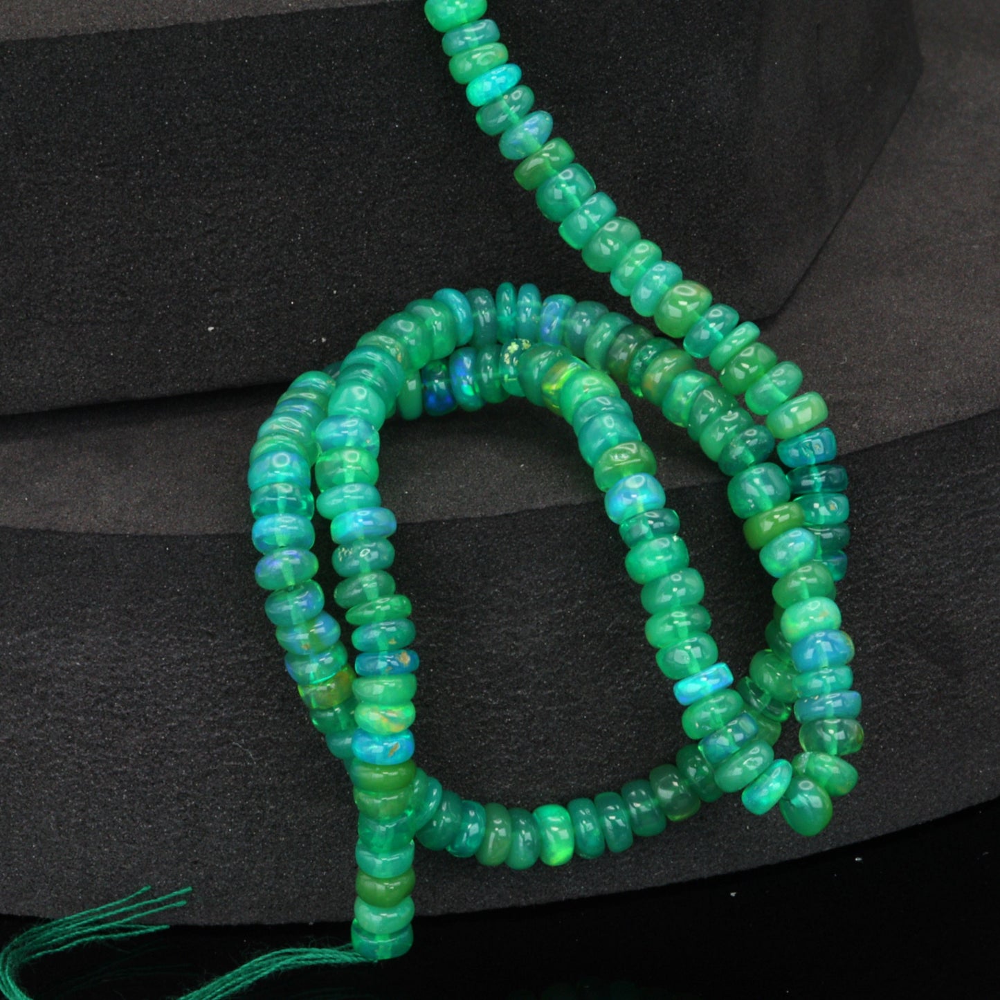Green Ethiopian Opal 4.5mm Smooth Rondelles Bead Strand