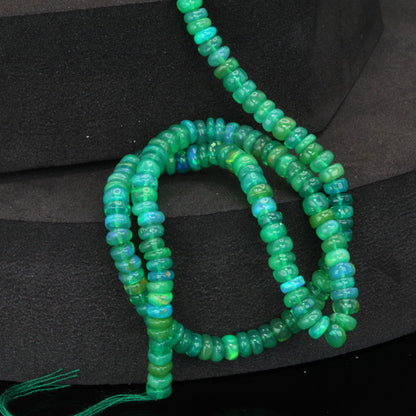Green Ethiopian Opal 4.5mm Smooth Rondelles Bead Strand