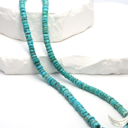 Natural Blue Turquoise 5mm Faceted Rondelles Bead Strand